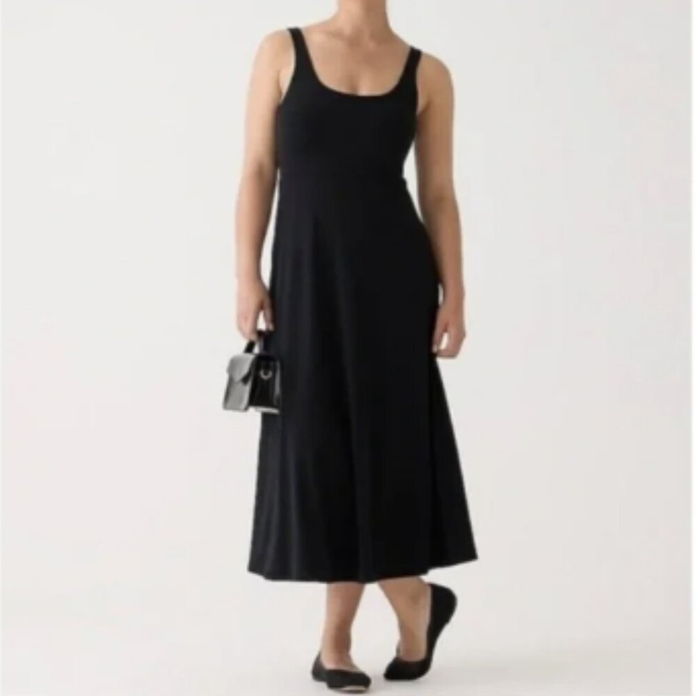 J. Crew Black Scoop Neck Tank Matte Jersey Midi Dress XS
